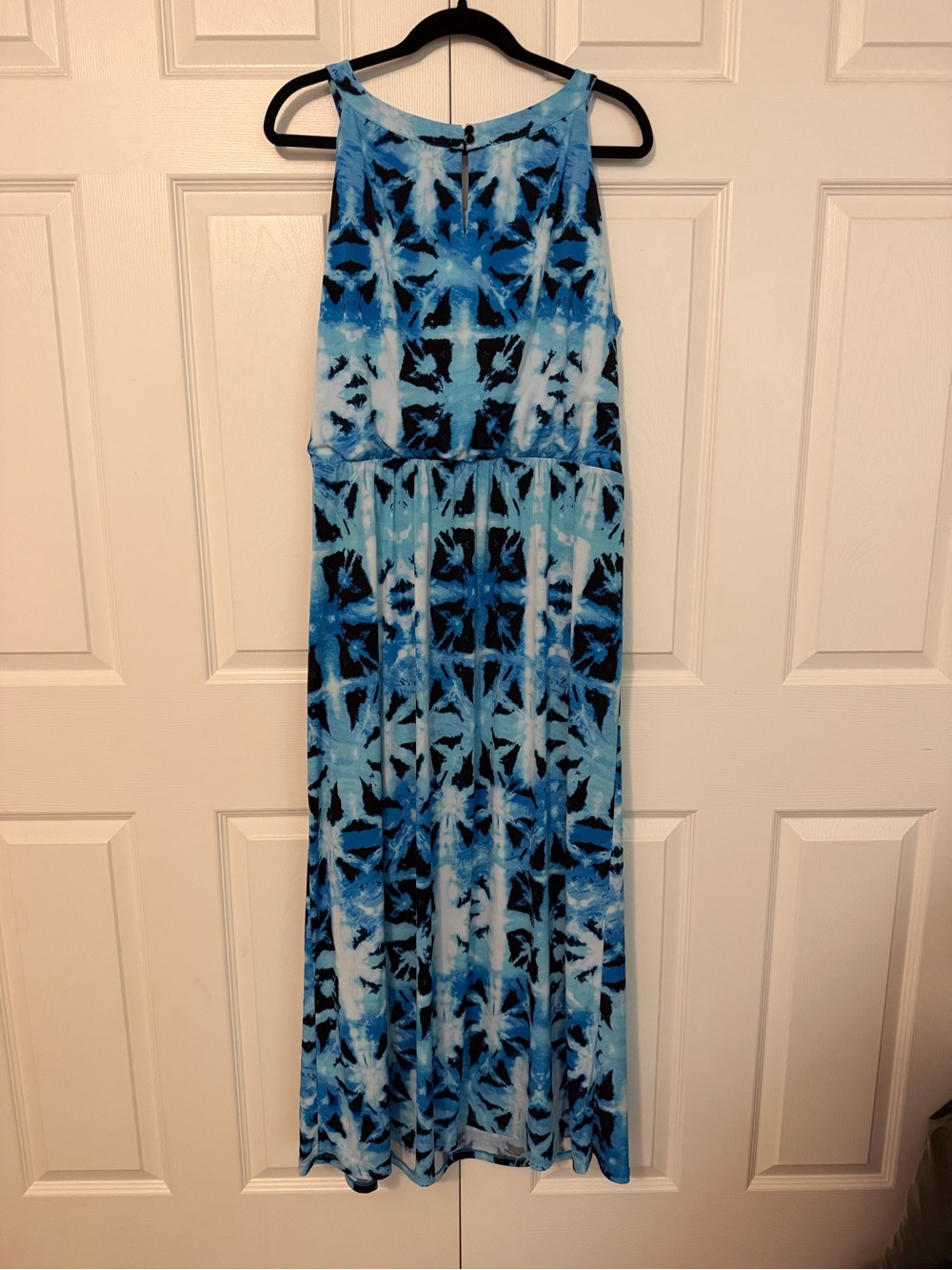 Style & Co. Tie Dye Splash Maxi Dress XL Blue Black Silver Neckline NWT - Picture 3 of 5